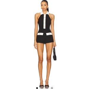 REVOLVE Black and White Buttoned Romper